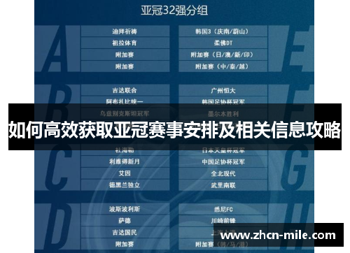 如何高效获取亚冠赛事安排及相关信息攻略
